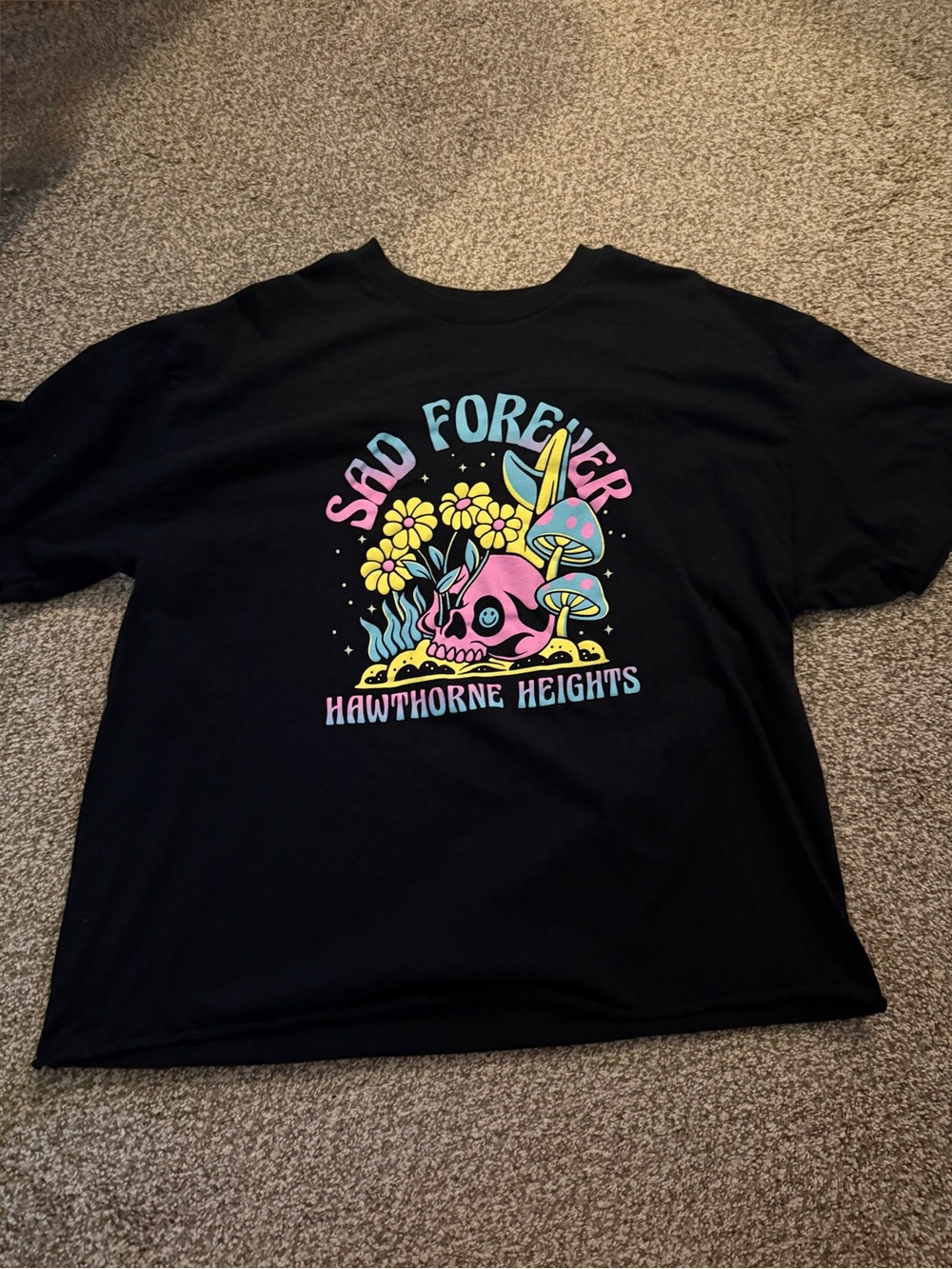 Hawthorne Heights Sad Forever Graphic Tee - Black with Multicolor Print